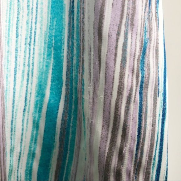 LOFT Silk-Like Striped Dress Spaghetti Straps Blue Turquoise White Sz 0 - Picture 7 of 8